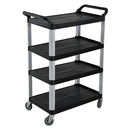 SOGA 4 Tier Food Trolley Portable Kitchen Cart Multifunctional Big Utility Service with wheels 950x500x1270mm Black • LUZ-FoodCart1519AB