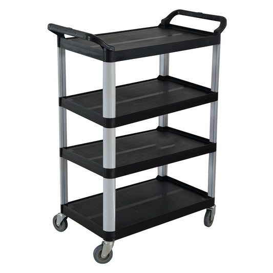 SOGA 4 Tier Food Trolley Portable Kitchen Cart Multifunctional Big Utility Service with wheels 950x500x1270mm Black • LUZ-FoodCart1519AB