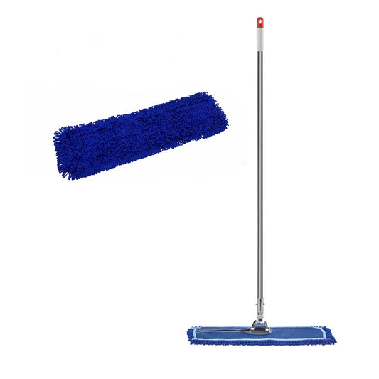 SOGA 100cm Blue Microfiber Flat Mop Floor Cleaning Pads Rotating Dust Remover • LUZ-MopCof100