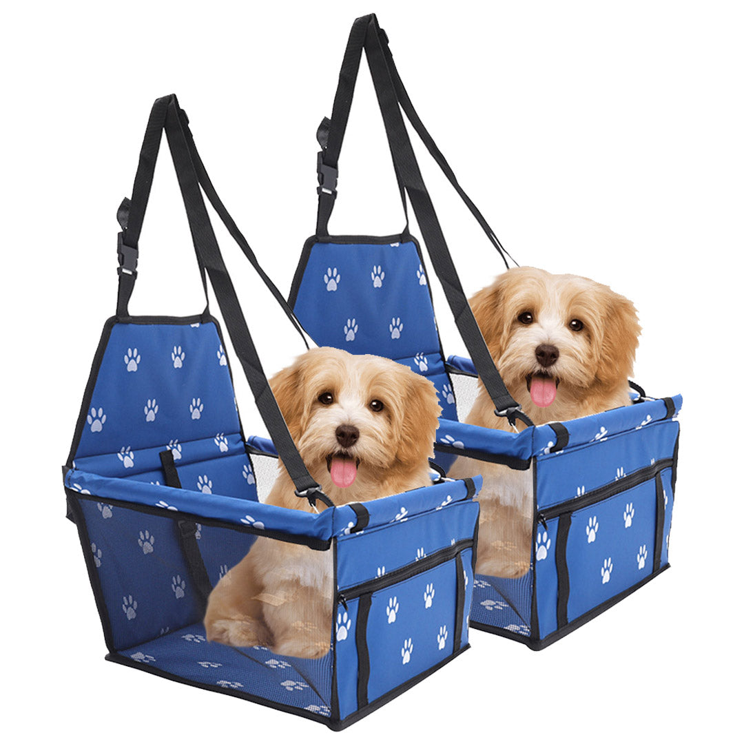 SOGA 2X Waterproof Pet Booster Car Seat Breathable Mesh Safety Travel Portable Dog Carrier Bag Blue • LUZ-CarPetBag013BLUX2