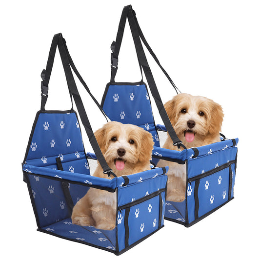 SOGA 2X Waterproof Pet Booster Car Seat Breathable Mesh Safety Travel Portable Dog Carrier Bag Blue • LUZ-CarPetBag013BLUX2