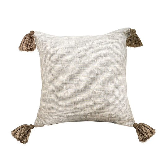 SOGA 50cm Beige Pillow Textured Throw Cover, Luxurious Rib Knit Ribbed Cotton Throw Pillow • LUZ-FrenchCushion203