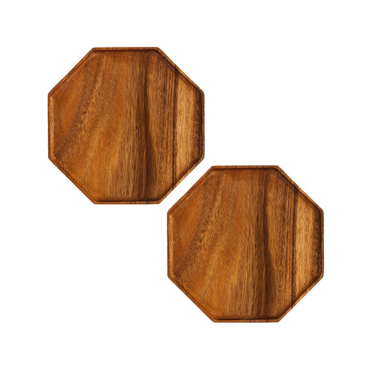 SOGA 2X 25cm Octagon Wooden Acacia Food Serving Tray Charcuterie Board Centerpiece  Home Decor • LUZ-WodC215X2
