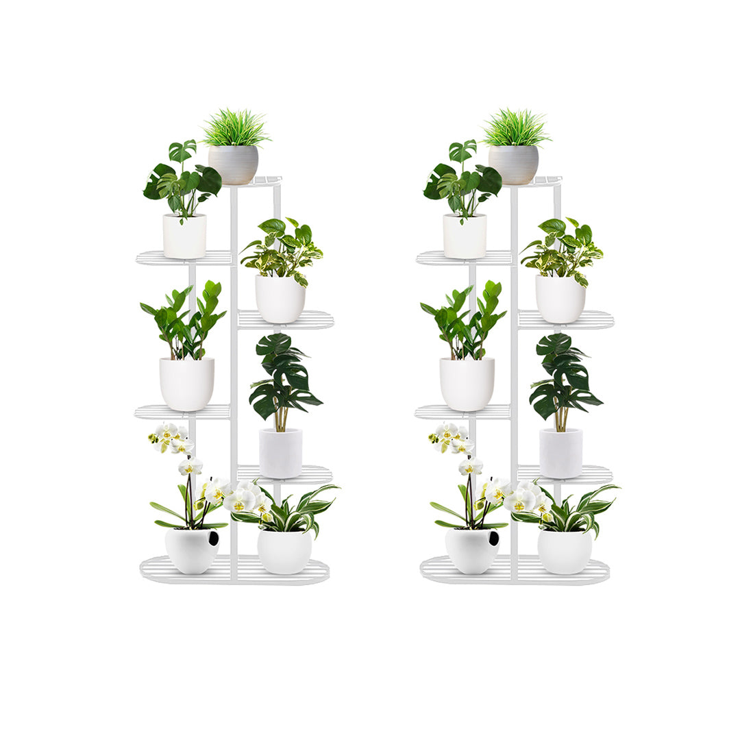 SOGA 2X 6 Tier 7 Pots White Metal Plant Rack Flowerpot Storage Display Stand Holder Home Garden Decor • LUZ-FPotH32X2
