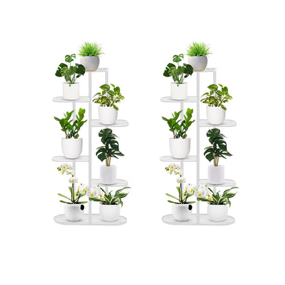 SOGA 2X 6 Tier 7 Pots White Metal Plant Rack Flowerpot Storage Display Stand Holder Home Garden Decor • LUZ-FPotH32X2