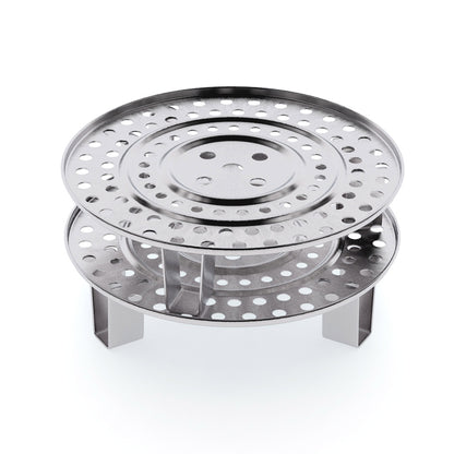 SOGA 2X 28cm Stainless Steel Steamer Insert Stock Pot Steaming Rack Stockpot Tray • LUZ-SS-Rack28CMX2