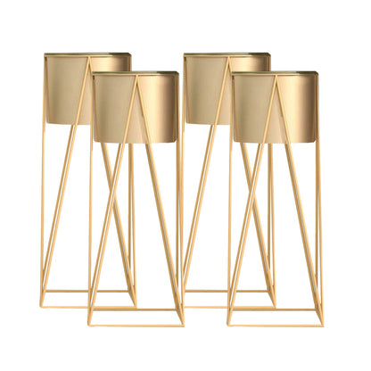 SOGA 4X 70cm Gold Metal Plant Stand with Gold Flower Pot Holder Corner Shelving Rack Indoor Display • LUZ-FPotH72GLDX4