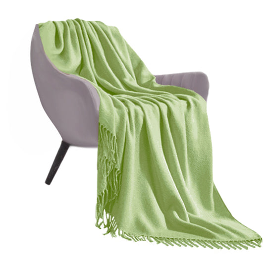 SOGA Green Acrylic Knitted Throw Blanket Solid Fringed Warm Cozy Woven Cover Couch Bed Sofa Home Decor • LUZ-Blanket913