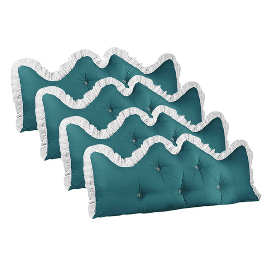 SOGA 4X 120cm Blue-Green Princess Bed Pillow Headboard Backrest Bedside Tatami Sofa Cushion with Ruffle Lace Home Decor • LUZ-PillowSlk120BlueX4