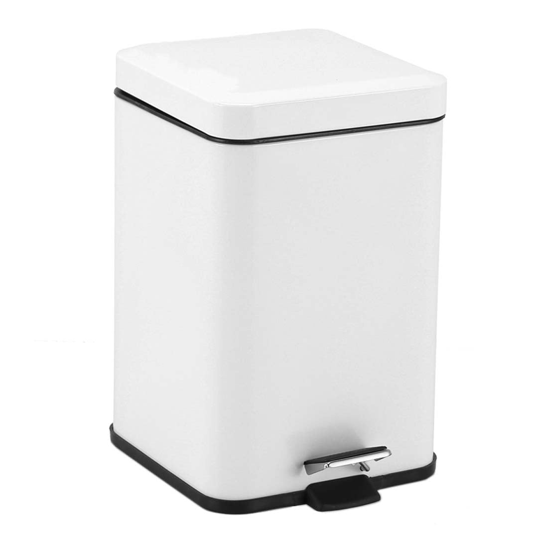 SOGA Foot Pedal Stainless Steel Rubbish Recycling Garbage Waste Trash Bin Square 6L White • LUZ-RubbishBinSquare6LWhite