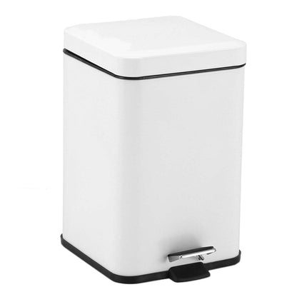 SOGA Foot Pedal Stainless Steel Rubbish Recycling Garbage Waste Trash Bin Square 6L White • LUZ-RubbishBinSquare6LWhite
