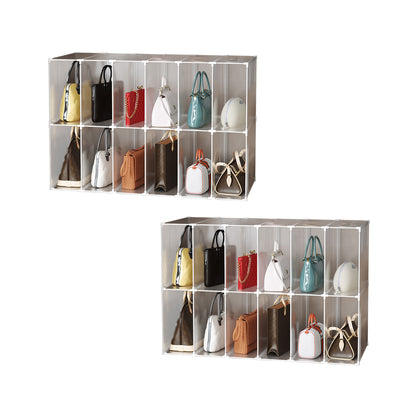 SOGA 2X 12-Cube Portable Bag Box Foldable Cubby DIY Organiser Tote Clutch Purse Space Saving Shelf Cabinet • LUZ-BagBox055X2