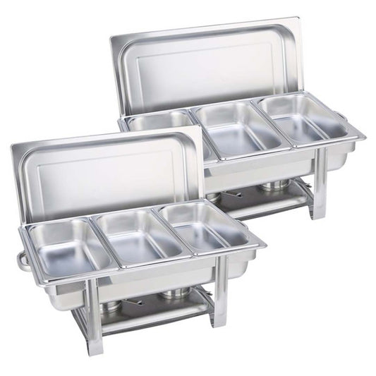 SOGA 2X Triple Tray Stainless Steel Chafing Catering Dish Food Warmer • LUZ-ChafingDish56083X2