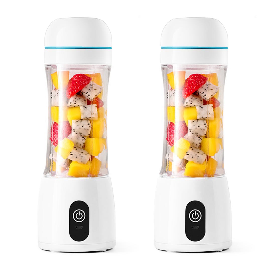 SOGA 2X 380ml Portable Mini USB Rechargeable Handheld Fruit Mixer Juicer White • LUZ-JuicerMiniWhiteX2