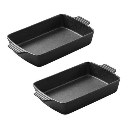 SOGA 2X 33cm Cast Iron Rectangle Bread Cake Baking Dish Lasagna Roasting Pan • LUZ-ZPaiA10X2