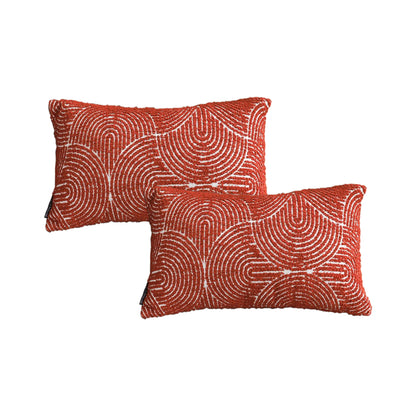 SOGA 2X 30cm Cinnabar Pillow Perfect Burnt Indoor/Outdoor Corded Throw Red Set Lumbar Throw Pillow • LUZ-FrenchCushion219X2