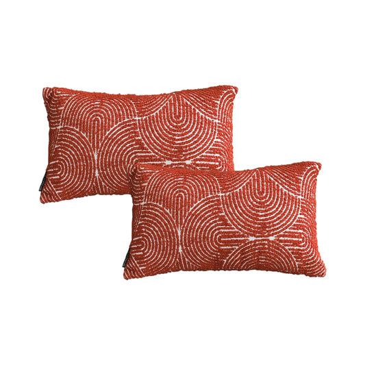 SOGA 2X 30cm Cinnabar Pillow Perfect Burnt Indoor/Outdoor Corded Throw Red Set Lumbar Throw Pillow • LUZ-FrenchCushion219X2