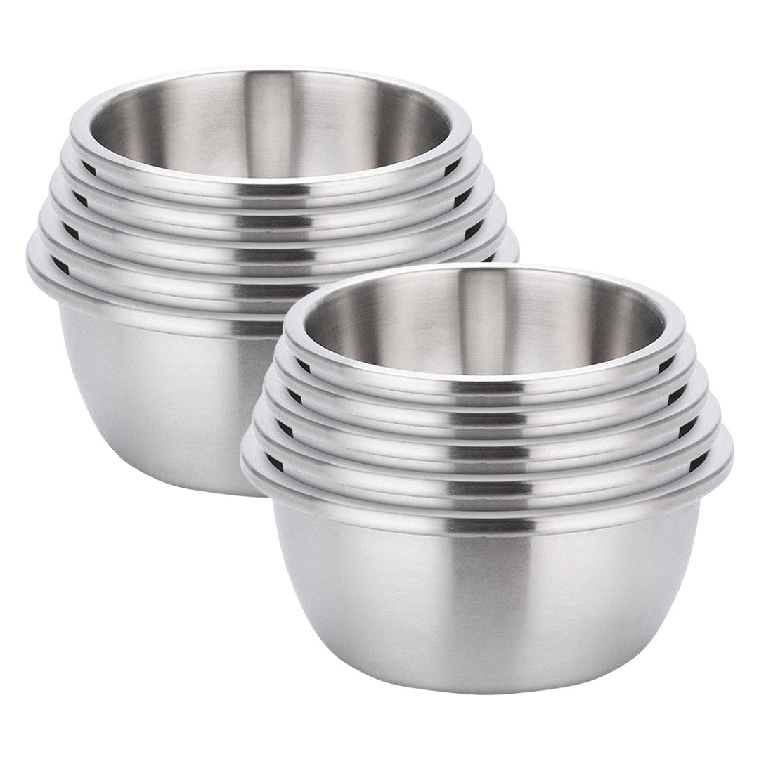 SOGA 2X 5Pcs Deepen Matte Stainless Steel Stackable Baking Washing Mixing Bowls Set Food Storage Basin • LUZ-Bowl889X2