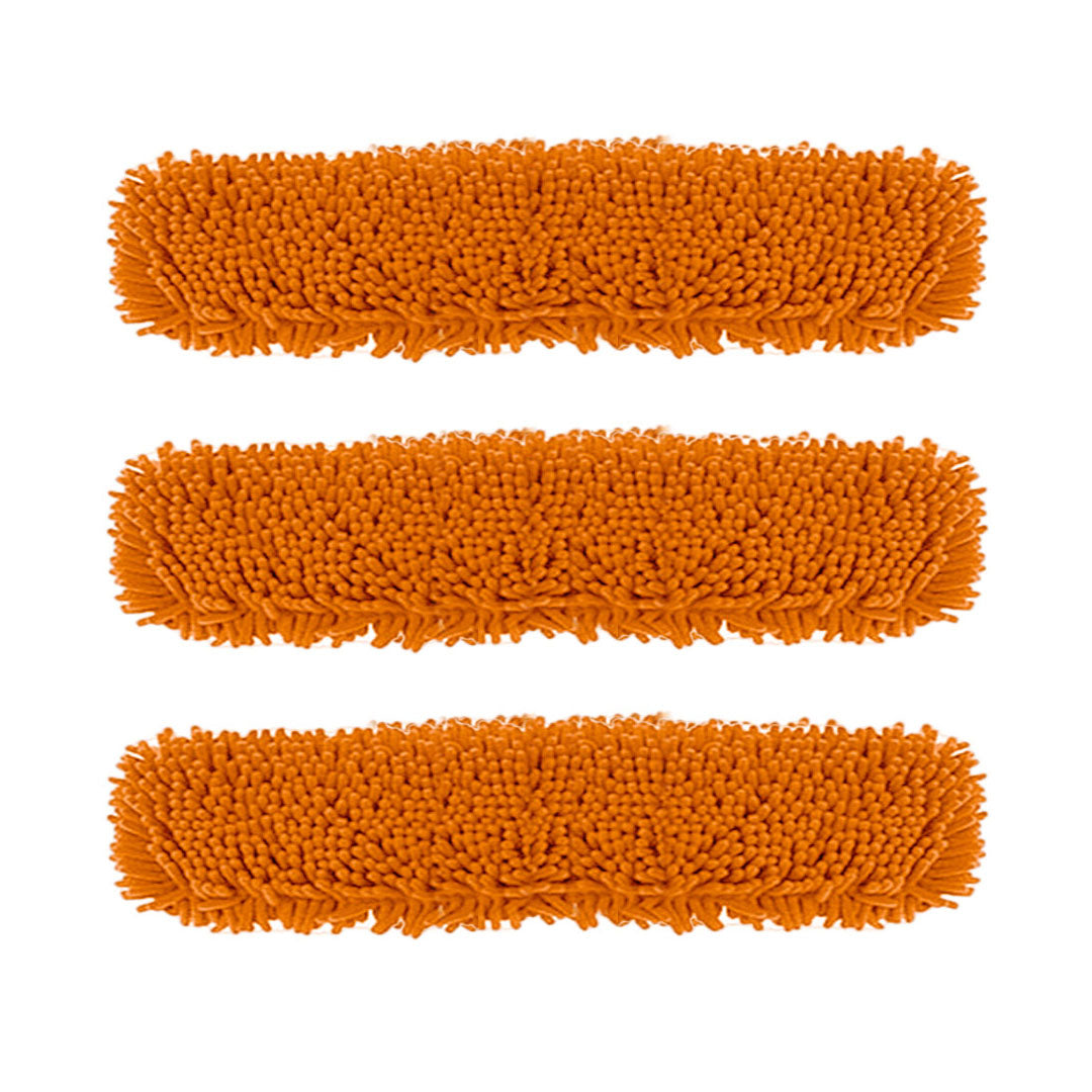 SOGA 3X 80x12 Orange Microfiber Flat Mop Floor Cleaning Pads Rotating Dust Remover • LUZ-MopHead80cmX3