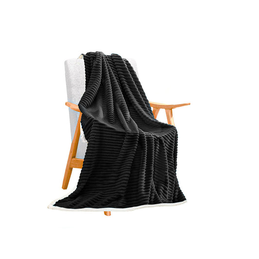 SOGA Black Throw Blanket Warm Cozy Double Sided Thick Flannel Coverlet Fleece Bed Sofa Comforter • LUZ-Blanket305
