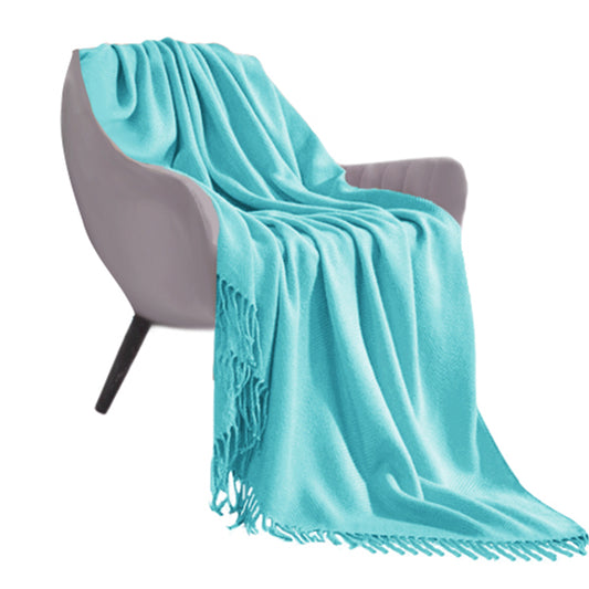 SOGA Teal Acrylic Knitted Throw Blanket Solid Fringed Warm Cozy Woven Cover Couch Bed Sofa Home Decor • LUZ-Blanket908