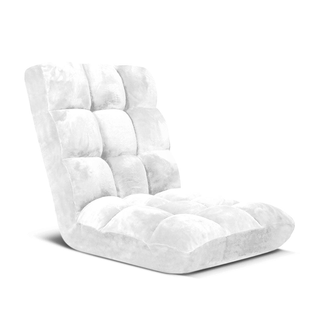 SOGA Floor Recliner Folding Lounge Sofa Futon Couch Folding Chair Cushion White • LUZ-LoungeChairWhite