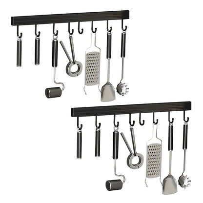 SOGA 2X 41cm Wall Mounted Kitchen Utensil Storage Rack Space-Saving Spatula Organiser with Durable Hooks • LUZ-TAN1026X2