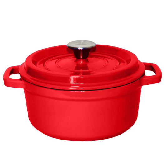 SOGA Cast Iron 26cm Enamel Porcelain Stewpot Casserole Stew Cooking Pot With Lid 5L Red • LUZ-Stewpot26cmRed