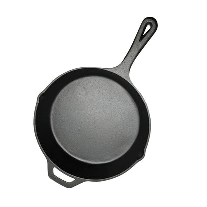 SOGA 30cm Round Cast Iron Frying Pan Skillet Steak Sizzle Platter with Helper Handle • LUZ-ZPai008