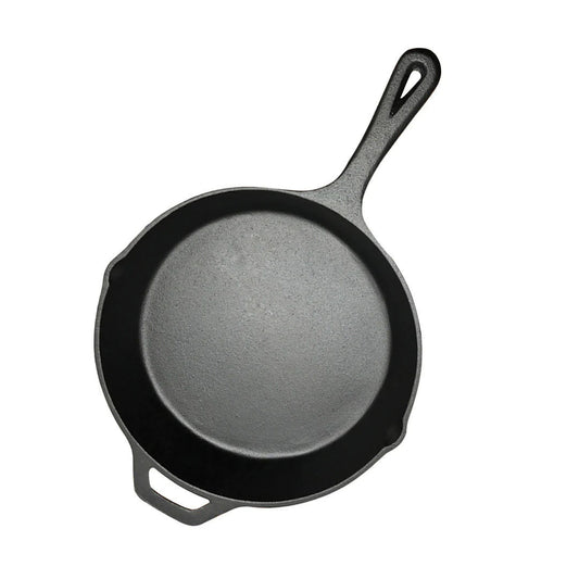 SOGA 30cm Round Cast Iron Frying Pan Skillet Steak Sizzle Platter with Helper Handle • LUZ-ZPai008
