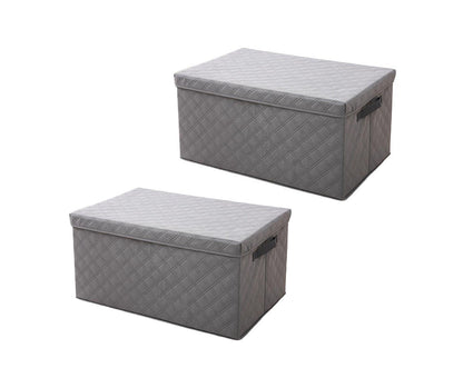 SOGA 2X Extra Large Grey Non-Woven Diamond Quilt Grid Fabric Storage/Organizer Box • LUZ-SBox044X2