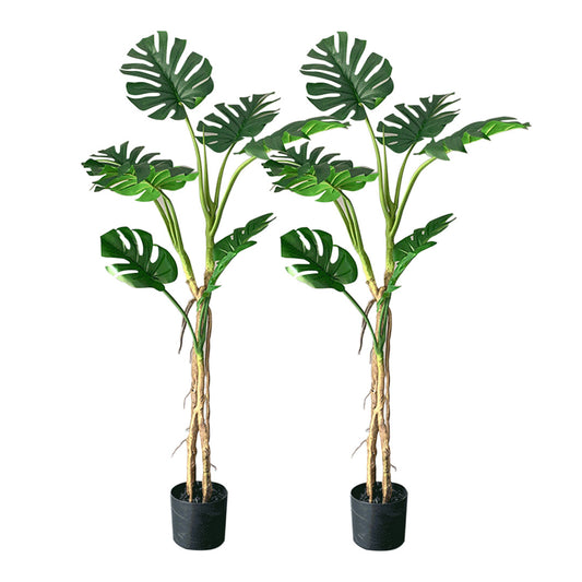 SOGA 2X 160cm Tropical Monstera Palm Artificial Plant Tree, Real Touch Technology, with UV Protection • LUZ-APlantFHG1608X2