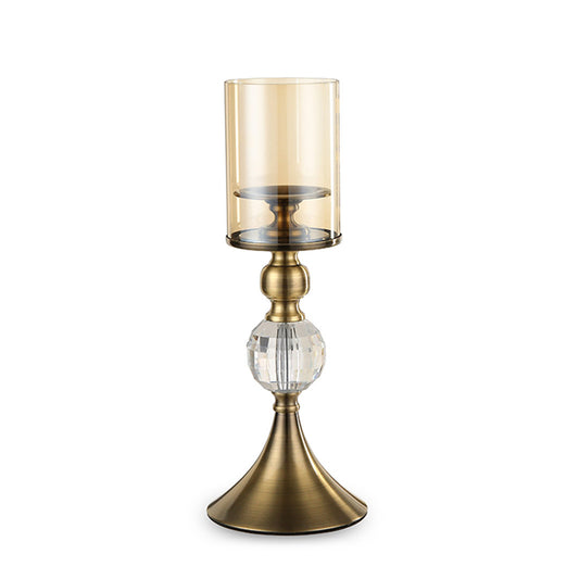 SOGA 38cm Glass Candle Holder Candle Stand Glass/Metal • LUZ-CandleStickBSmall