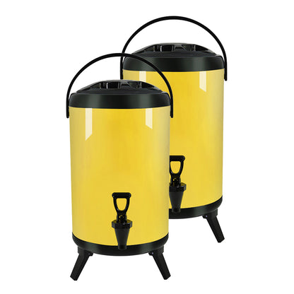 SOGA 2X 12L Stainless Steel Insulated Milk Tea Barrel Hot and Cold Beverage Dispenser Container with Faucet Yellow • LUZ-VICDispenser12LYELX2