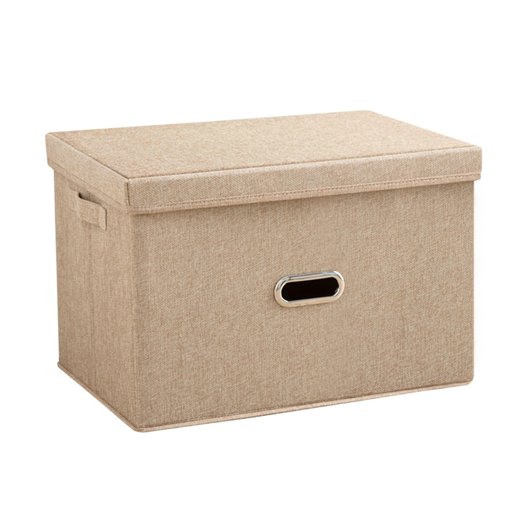 SOGA Beige Large Foldable Canvas Storage Box Cube Clothes Basket Organiser Home Decorative Box • LUZ-SBox007