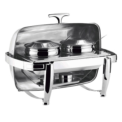 SOGA 6.5L Stainless Steel Double Soup Tureen Bowl Station Roll Top Buffet Chafing Dish Catering Chafer Food Warmer Server • LUZ-ChafingDishV3B1