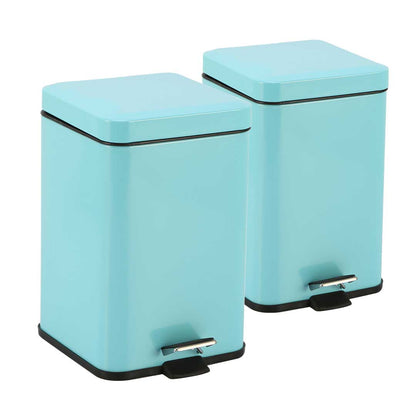 SOGA 2X 12L Foot Pedal Stainless Steel Rubbish Recycling Garbage Waste Trash Bin Square Blue • LUZ-RubbishBinSquare12LBlueX2