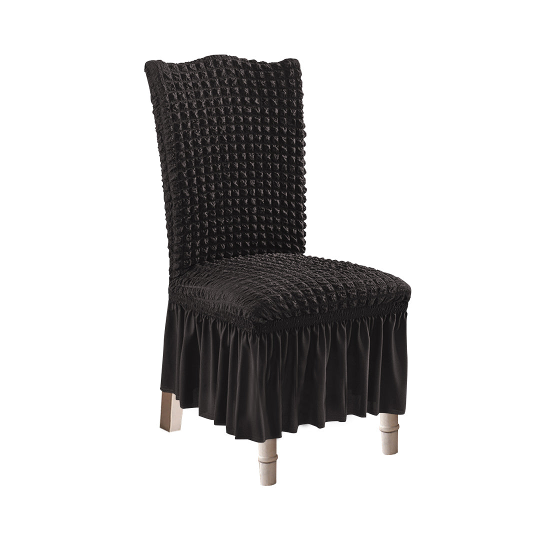 SOGA Black Chair Cover Seat Protector with Ruffle Skirt Stretch Slipcover Wedding Party Home Decor • LUZ-Chaircov26F