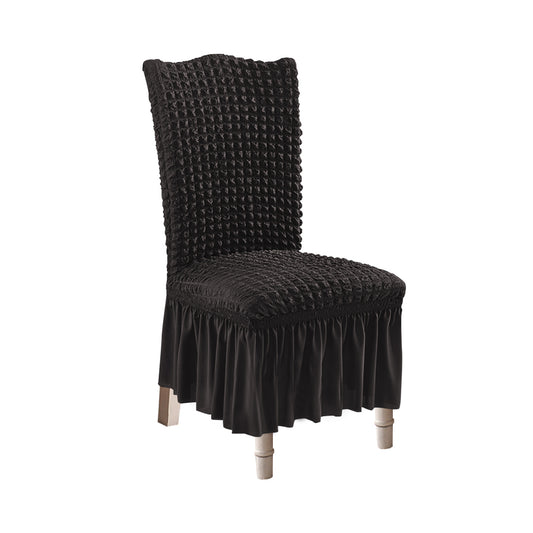 SOGA Black Chair Cover Seat Protector with Ruffle Skirt Stretch Slipcover Wedding Party Home Decor • LUZ-Chaircov26F
