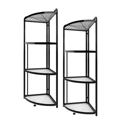 SOGA 2X 4 Tier Steel Triangular  Corner Stand Multi-Functional Shelves Portable Storage Organizer • LUZ-KitchenXY025X2