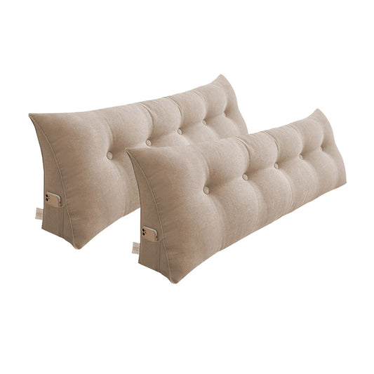 SOGA 2X 180cm Beige Triangular Wedge Bed Pillow Headboard Backrest Bedside Tatami Cushion Home Decor • LUZ-PillowFab180BeigeX2