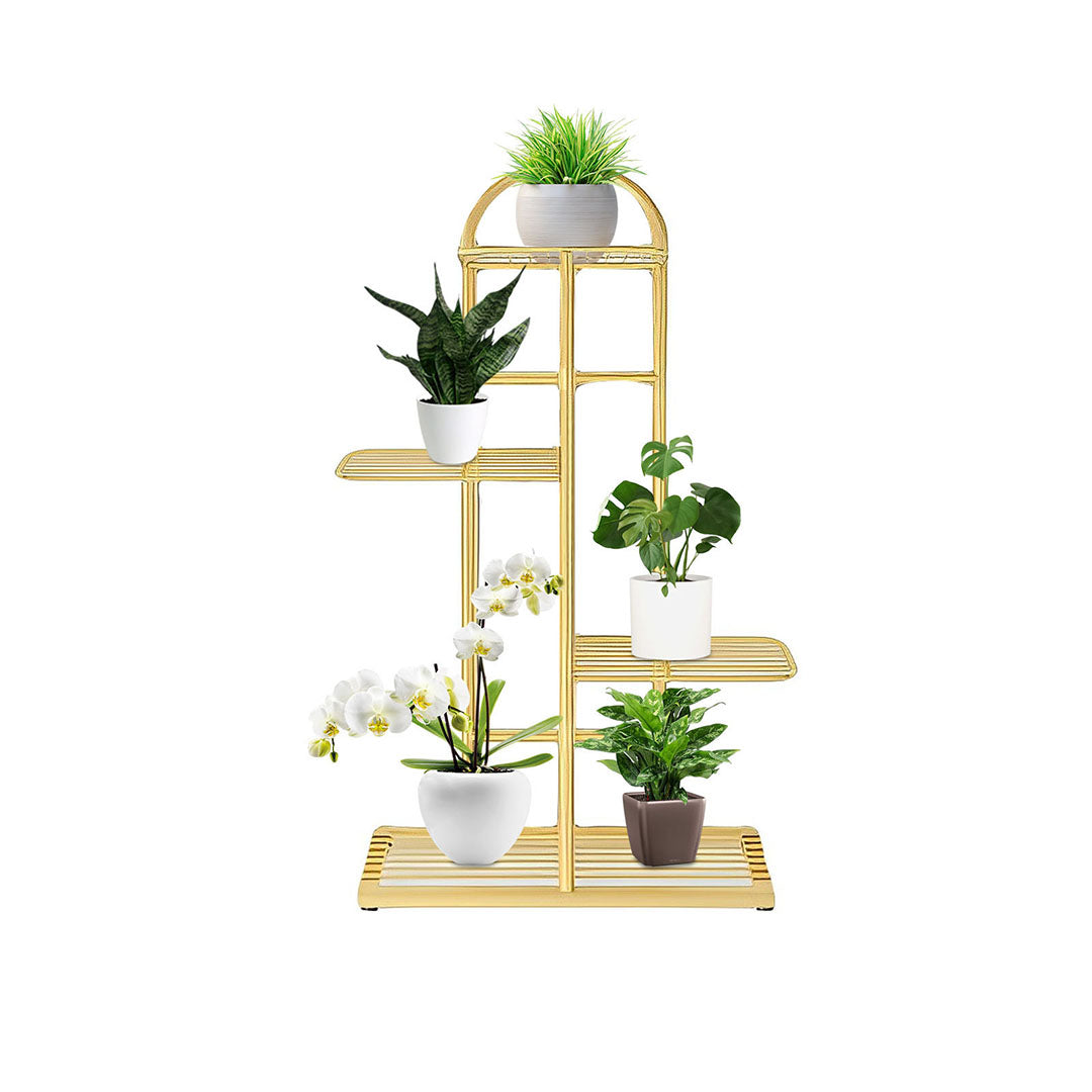 SOGA 4 Tier 5 Pots Gold Metal Plant Stand Flowerpot Display Shelf Rack Indoor Home Office Decor • LUZ-FPotH12