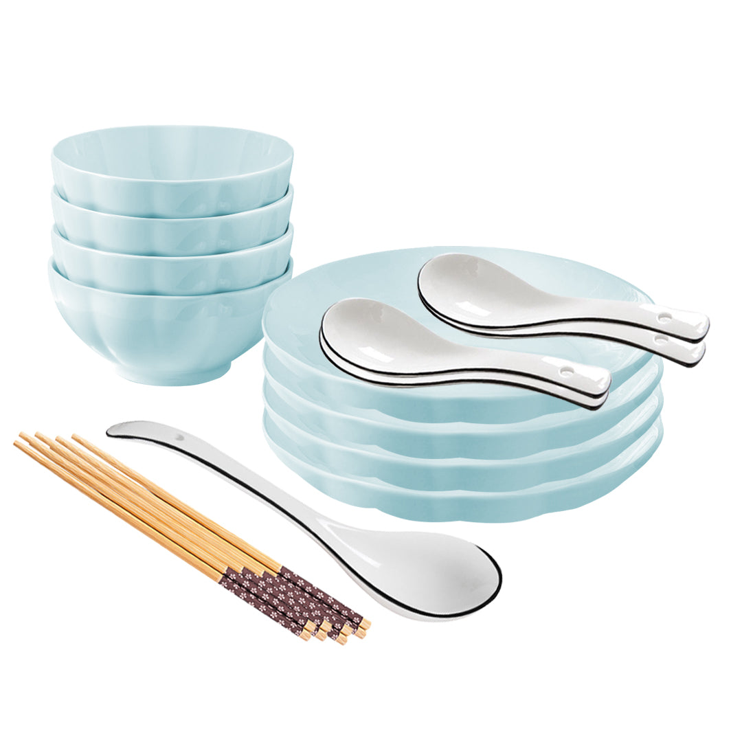 SOGA Light Blue Japanese Style Ceramic Dinnerware Crockery Soup Bowl Plate Server Kitchen Home Decor Set of 8 • LUZ-BowlG434