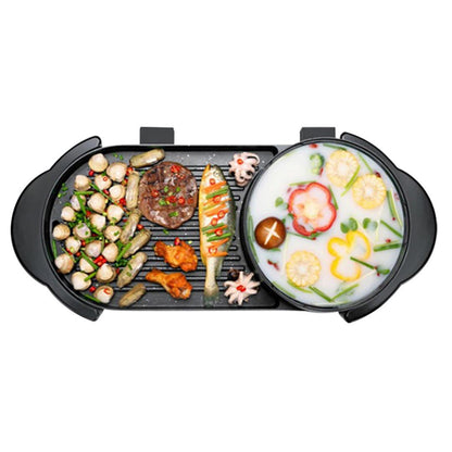 SOGA 2 in 1 Electric Non-Stick BBQ Teppanyaki Grill Plate Steamboat Hotpot 2-8 Person • LUZ-SteamboatHotPotandGrillLong