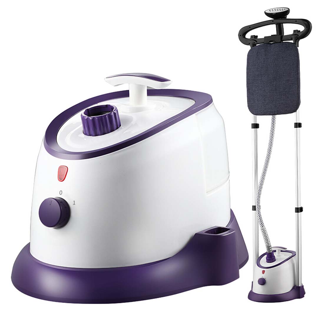 SOGA Garment Steamer Vertical Twin Pole Clothes 1700ml 1800w Professional Steaming Kit Purple • LUZ-GarmentSteamerTwinPolePurple