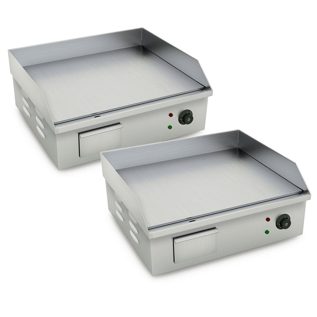 SOGA 2X Electric Stainless Steel Flat Griddle Grill BBQ Hot Plate 2200W • LUZ-Griddle818-10X2