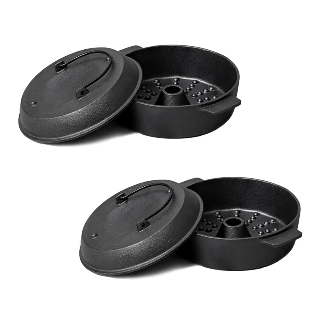 SOGA 2X 28cm Cast Iron Dutch Oven Pre-Seasoned Camping Stew Pot with Lid • LUZ-ZPaiA8X2