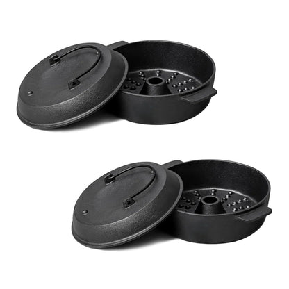 SOGA 2X 28cm Cast Iron Dutch Oven Pre-Seasoned Camping Stew Pot with Lid • LUZ-ZPaiA8X2