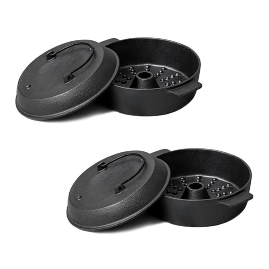 SOGA 2X 28cm Cast Iron Dutch Oven Pre-Seasoned Camping Stew Pot with Lid • LUZ-ZPaiA8X2