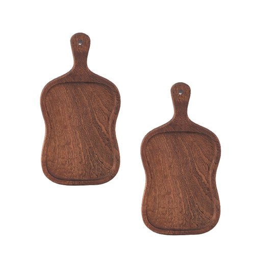 SOGA 2X 40cm Brown Wooden Serving Tray Board Paddle with Handle Home Decor • LUZ-WodF604X2